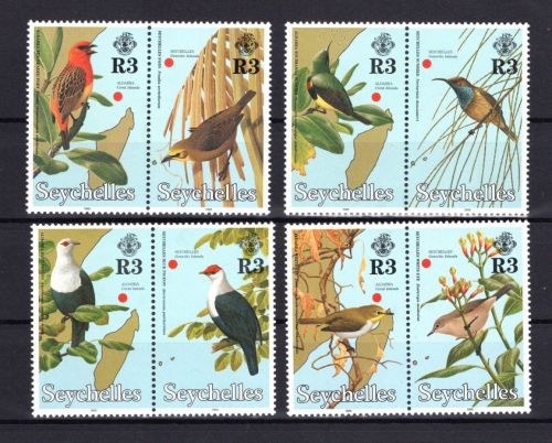 Seychellen MiNr. 809-816 Heimische Vögel, 4 Paare, Satz postfrisch Tiere