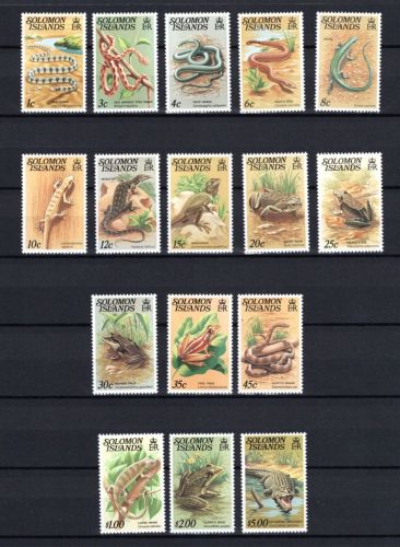 Salomon Inseln MiNr. 385-400 Kriechtiere Reptilien, Satz postfrisch Tiere