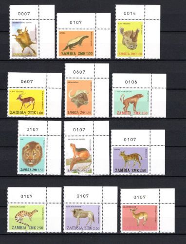 Sambia MiNr. 1715-1732 Tiere - Ecken mit Nummer, Satz postfrisch Tiere