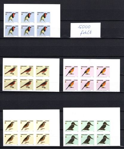 Simbabwe MiNr. 802-807 / 808-811 Vögel 2005, UNGEZÄHNT ! postfrisch Tiere