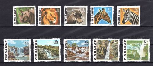 Simbabwe MiNr. 227-241 Flora und Fauna Tiere Wasserfälle postfrisch Tiere