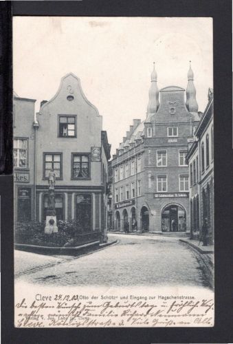 AK Cleve (Kleve) NRW 1903 Eingang zur Hagschenstrasse, Schuhwarenhaus