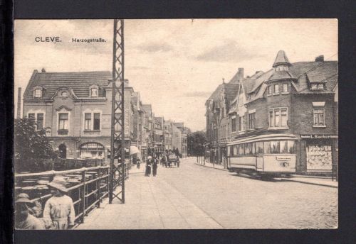 AK Cleve (Kleve) NRW 1921 Herzogstrasse mit Strassenbahn