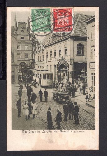 AK Cleve (Kleve) NRW 1926 Im Zeichen der Neuzeit mit Straßenbahn