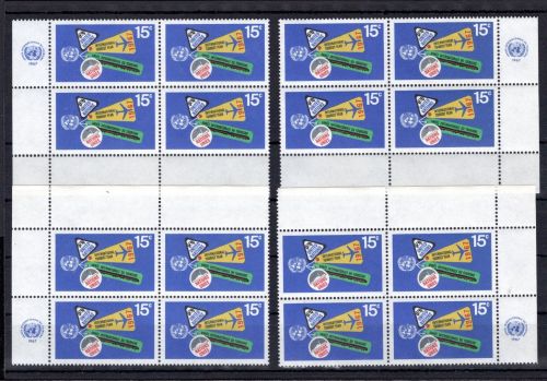 UNO New York MiNr. 186 postfrisch alle 4 Ecken 4er Blöcke RZf