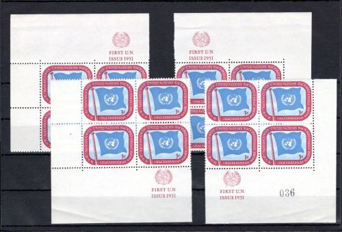 UNO New York MiNr. 4 postfrisch alle 4 Ecken 4er Blöcke RZf + KN