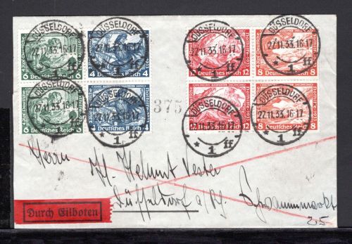 Deutsches Reich MiNr. W 47 + W 55 (je 2x) Mischfrankatur auf Eilbote