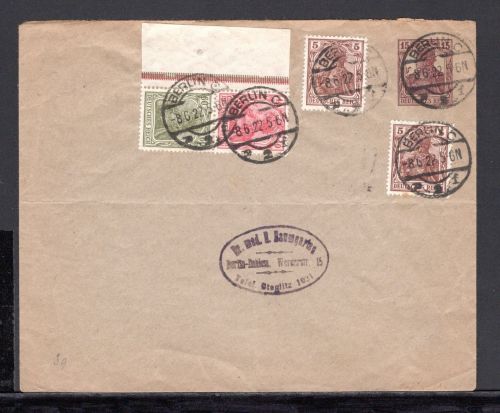 Deutsches Reich MiNr. S 23 u. ZF gestempelt auf Umschlag