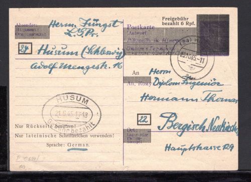 Brit. Zone Aufbrauchsausgabe Husum gebraucht Wertaufdruck C