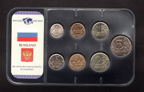 Russland div. Prägejahre KMS 1 Kopeke - 5 Rubel im Blister ST