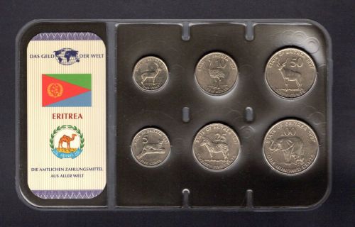 Eritrea div. Prägejahre KMS 1 Cent - 100 Cent im Blister ST