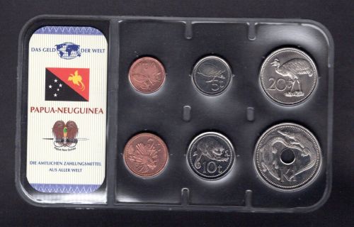 Papua-Neuguinea div. Prägejahre KMS 1 Toea - 1 Kina im Blister ST