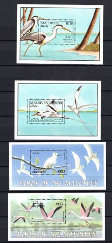Malediven MiNr. Block-Lot Vögel: Reiher Möwen Flamingo postfrisch Tiere