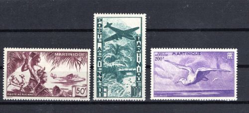 Martinique MiNr. 256-258 Landschaft und Seevogel 1947, postfrisch Tiere