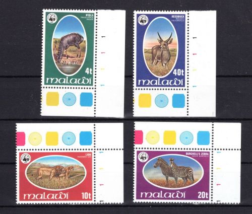 Malawi WWF MiNr. 297-300 Heimische Savannen-Tiere, Satz postfrisch Tiere