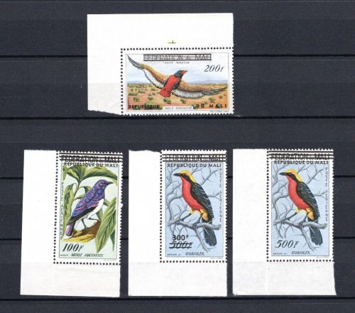 Mali MiNr. 14-17 Heimische Vögel 1960: mit/ohne Aufdruck postfrisch Tiere