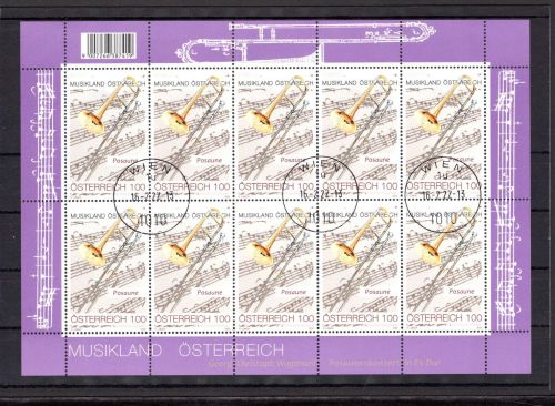 Österreich MiNr. 3634 Ersttagsstempel als Kleinbogen, Musik