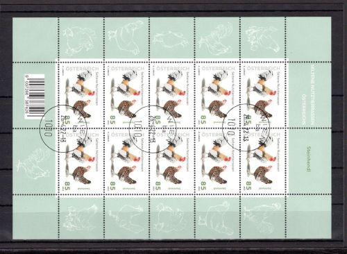 Österreich MiNr. 3639 gestempelt als Kleinbogen, Hühner