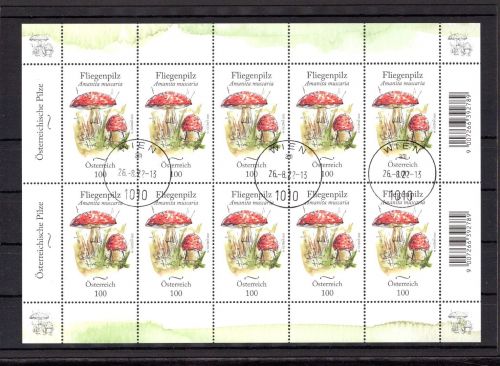 Österreich MiNr. 3669 Ersttagsstempel als Kleinbogen, Pilze