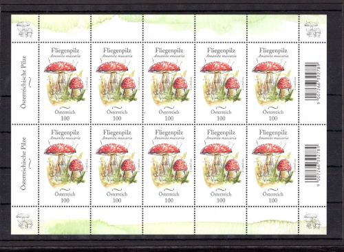Österreich MiNr. 3669 postfrisch als Kleinbogen, Pilze