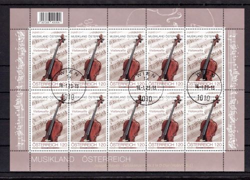 Österreich MiNr. 3700 Ersttagsstempel als Kleinbogen, Musik