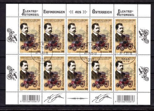 Österreich MiNr. 3702 Ersttagsstempel als Kleinbogen, Elektroautomobil