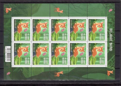 Österreich MiNr. 3746 postfrisch als Kleinbogen, Bambi