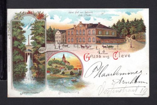 AK Cleve (Kleve) NRW 1901 Hotel Hof von Holland. J. Kock
