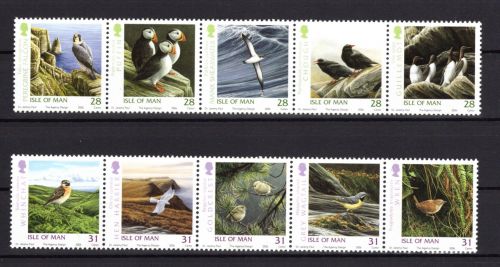 Isle of Man MiNr. 1271-1280 Vögel 2006, 2 ZD-Streifen postfrisch Tiere