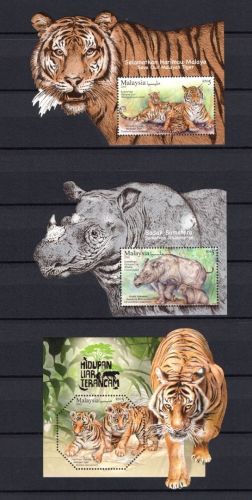 Malaysia MiNr. Block-Lot Tiger und Nashorn 2019/2022 postfrisch Tiere