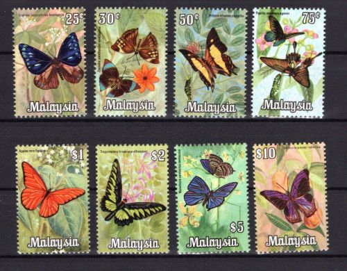 Malaysia MiNr. 63-70 Schmetterlinge / Nachtfalter, Satz postfrisch Tiere