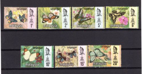 Malaysia MiNr. 105-111I Schmetterlinge (selangor), Satz postfrisch Tiere