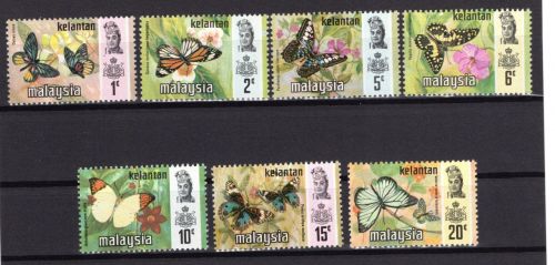 Malaysia MiNr. 97-103I Schmetterlinge (kelantan), Satz postfrisch Tiere