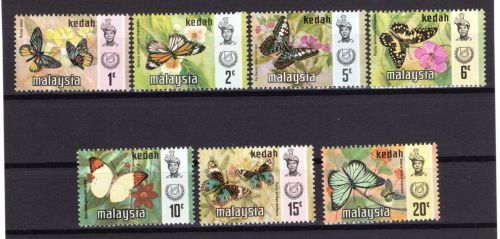 Malaysia MiNr. 113-119I Schmetterlinge (kedah), Satz postfrisch Tiere