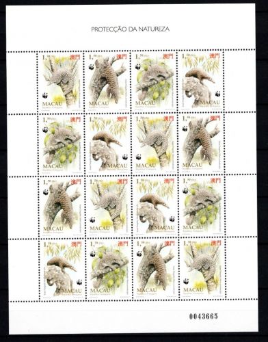 Macau MiNr. 795-799 Ameisenbär Schuppenbär ZD-Kleinbogen postfrisch Tiere