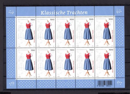 Österreich MiNr. 3580 postfrisch als Kleinbogen, Trachten