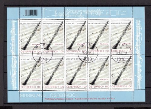 Österreich MiNr. 3581 gestempelt als Kleinbogen, Musik