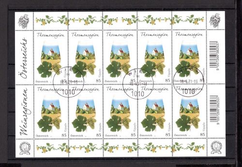 Österreich MiNr. 3588 gestempelt als Kleinbogen, Weinregionen