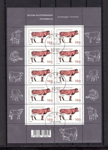 Österreich MiNr. 3593 gestempelt als Kleinbogen, Nutztiere