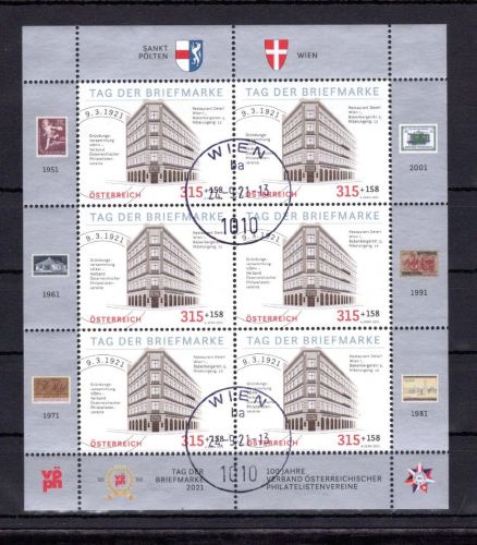 Österreich MiNr. 3607 Ersttagsstempel als Kleinbogen, Tag der Briefmarke