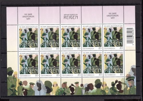 Österreich MiNr. 3612 postfrisch als Kleinbogen, Arthur Schnitzler