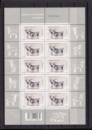 Österreich MiNr. 3882 postfrisch als Kleinbogen, Nutztiere