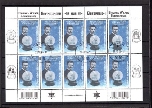 Österreich MiNr. 3923 gestempelt als Kleinbogen, Wiener Schneekugel