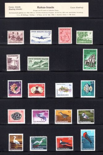 Kokos-Inseln kleine Sammlung von 1963-1969 MiNr. 1-19 postfrisch