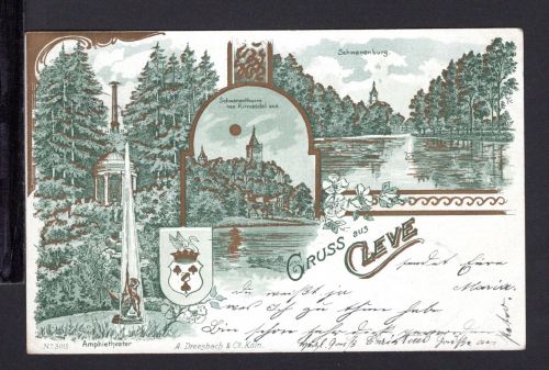 AK Cleve (Kleve) NRW 1900 Schwanenburg + Amphietheater