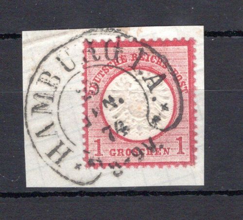 Kaiserreich MiNr. 19 Briefstück Hufeisenstempel, großes Brustschild