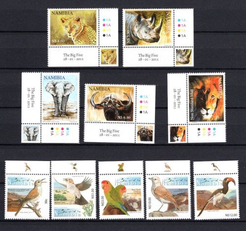 Namibia MiNr. 1361-1365 und 1430-1434 Vögel / Säugetiere postfrisch Tiere