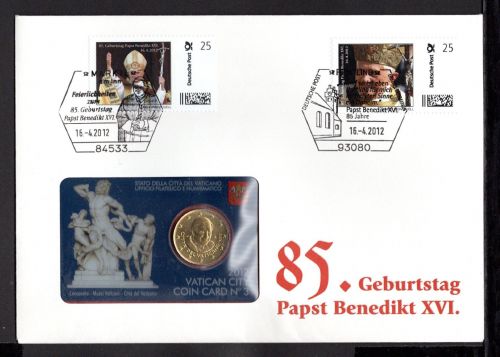 Bund 2012 Numisbrief mit 50 Cent Benedikt XVI. Coincard BU