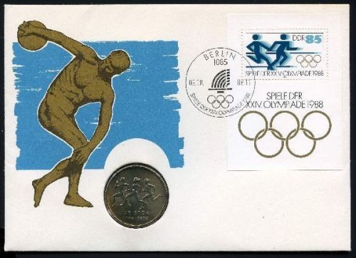 DDR 1988 Numisbrief 10 Mark Olympiade 1988 - Worbes 52 ST