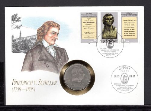 DDR 1989 Numisbrief 20 Mark von Schiller - Worbes 66 ST